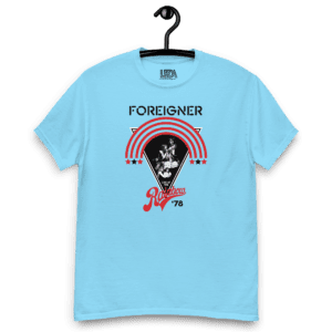 : "LEDA Foreigner ’78 Printed T-Shirt with vintage rock band design"