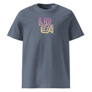 Sunset Vibes Tee, grey men's t-shirt with gradient LEDA logo.