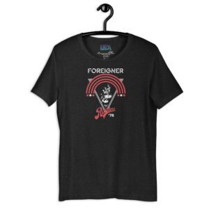 Foreigner 78 Live at the Rainbow T-Shirt featuring a vintage-inspired rock band design, perfect for music lovers and classic rock fans.